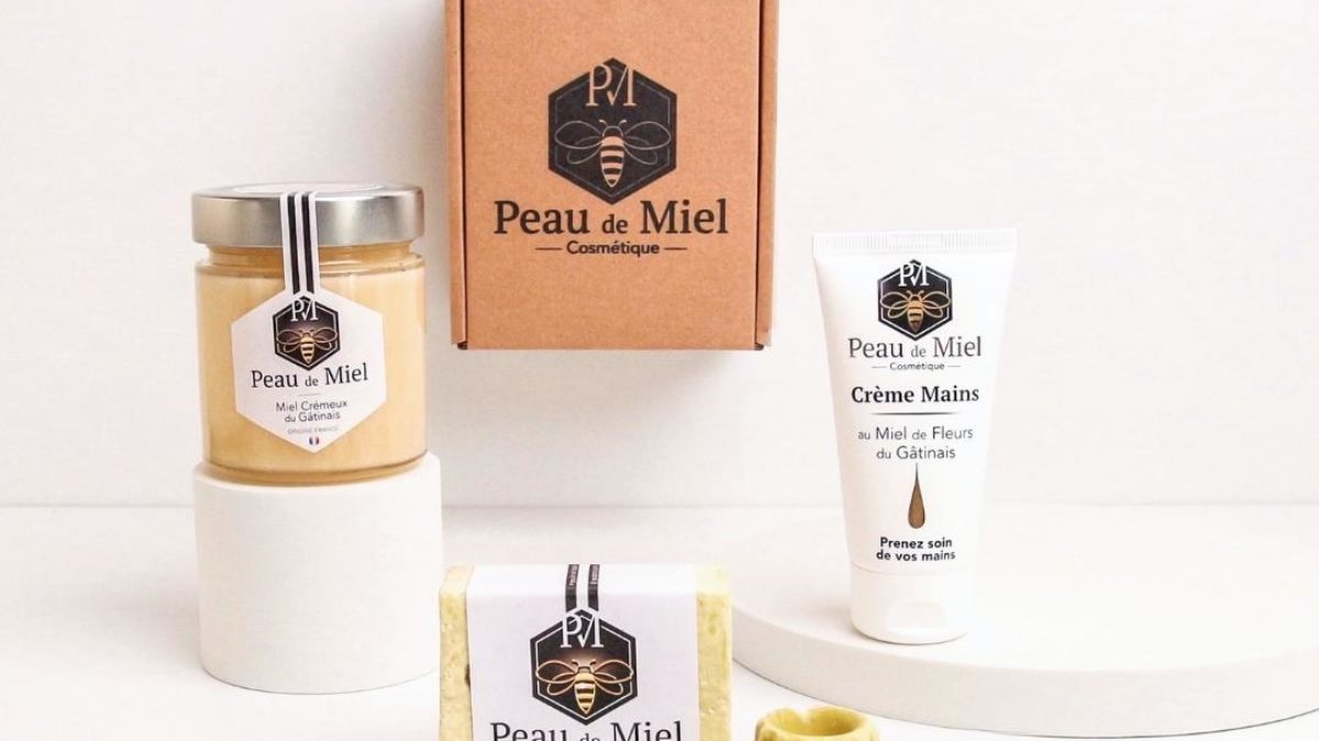 Emballage coffret cadeau pour 1 pot de miel et deux cosmétiques au choix -  Peau de miel