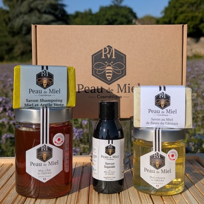 Coffret savon liquide miel d'été shampoing miel argile verte