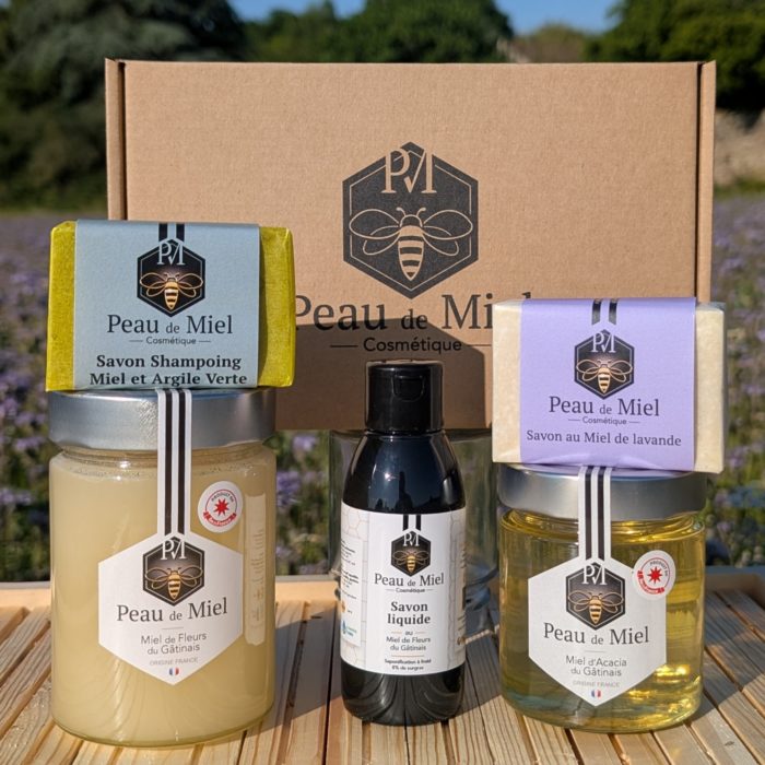 Coffret savon liquide miel de fleurs shampoing miel argile verte