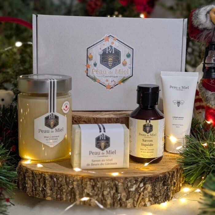 Coffret de Noël miel crémeux du Gâtinais et cosmétiques au miel